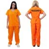 Adults Ladies Prisoners Convict Costume – X-Small - Orange Prisoner Top, Matching Orange Trousers – Cops & Robbers, Halloween Fancy Dress