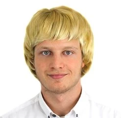 MALE WIG FANCY DRESS ACCESSORY BOYBAND SYNTHETIC SHORT HAIR BOY BAND ADULT MENS 90S POP (BLONDE)