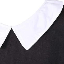 Girls Gothic Schoolgirl Fancy Dress Costume - Wednesday Halloween Costume - Long Black Collared Dress + Striped Tights -I Love Fancy Dress Ltd Shop 41tNEiiQV6L