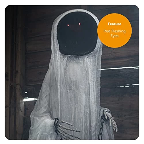 Faceless Spectre Halloween Prop 68"/173cm Animated Decoration Large - Red Light Up Eyes & Sound Effects - Wailing Ghost Prop With Motorised Arms - Halloween Props 3 Faceless Spectre Halloween Prop 68"/173cm Animated Decoration Large - Red Light Up Eyes & Sound Effects - Wailing Ghost Prop With Motorised Arms - Halloween Props - Image 3