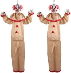 I LOVE FANCY DRESS LTD Animatronic Large Creepy Clown 160cm 63" Halloween Decoration - Red Light Up Eyes & Sound Effects - Moving Arms - Halloween Props - Pack Of 2 -I Love Fancy Dress Ltd Shop 41wrGTQJgnL. AC
