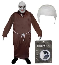Bald Festering Uncle Fancy Dress Halloween Costume - Robe, Bald Cap & Facepaint Included - Gothic Family TV Movie Character