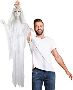 I LOVE FANCY DRESS Animatronic Hanging Shaking Bride 120cm 47" Halloween Decoration - Red Light Up Eyes & Sound Effects - Eerie Noises - Halloween Props - Pack Of 1 -I Love Fancy Dress Ltd Shop 41xS20sYHBL. AC