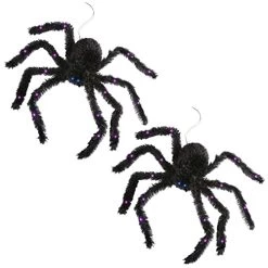 I LOVE FANCY DRESS Animatronic Moving Spider 71cm 28" Halloween Decoration - Light Up Eyes & Sound Effects - Extends And Retracts - Up And Down - Halloween Props - PACK OF 2