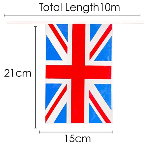 I LOVE FANCY DRESS Union Jack Flag Bunting & Large Union Jack Flag - British Flag Bunting, Union Jack Large Flags 5FT X 3FT, British Hats – VE Day, Queens Jubilee, Britain Celebrations – Pack Of 3 2 I LOVE FANCY DRESS Union Jack Flag Bunting & Large Union Jack Flag - British Flag Bunting, Union Jack Large Flags 5FT X 3FT, British Hats – VE Day, Queens Jubilee, Britain Celebrations – Pack Of 3 - Image 2