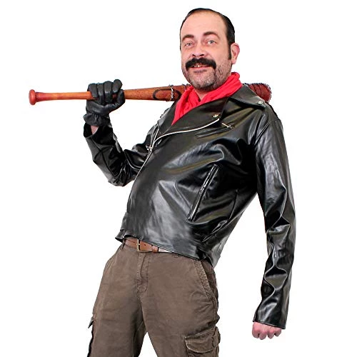 MENS NEGAN COSTME FANCY DRESS LEATHER LOOK BIKER JACKET AND BANDANA THE SAVIORS (SMALL) 1 MENS NEGAN COSTME FANCY DRESS LEATHER LOOK BIKER JACKET AND BANDANA THE SAVIORS (SMALL)
