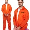 Classic Orange Prisoner Overall Jumpsuit Boiler Suit Convict Prison Inmate Fancy Dress Costume Outfit