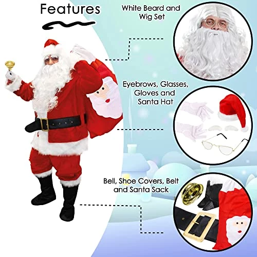 Deluxe Professional Santa Costume - Father Christmas Suit Fancy Dress Costume - 12 Piece Velour Quality Plus Sized Santa Claus Costume Adults St Nick Plush X-Mas Outfit 3 Deluxe Professional Santa Costume - Father Christmas Suit Fancy Dress Costume - 12 Piece Velour Quality Plus Sized Santa Claus Costume Adults St Nick Plush X-Mas Outfit - Image 3