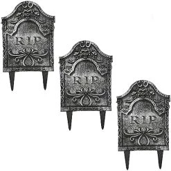 I LOVE FANCY DRESS TOMBSTONE SIGN PROP - PACK OF 2 - GREY PLASTIC HEADSTONE WITH RIP TEXT - SPOOKY HALLOWEEN PARTY DECORATION -I Love Fancy Dress Ltd Shop 51 c2V0sZxL. AC