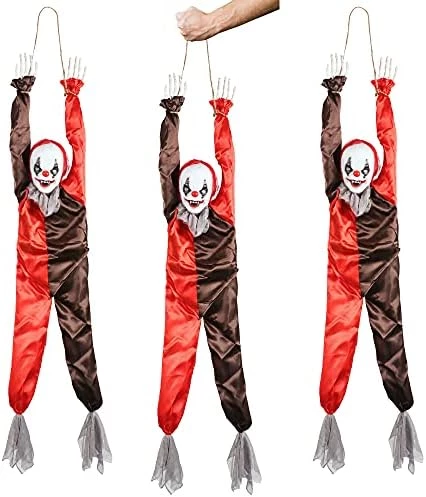 I LOVE FANCY DRESS Scary Clown Halloween Prop Animated Decoration - Red Light Up Eyes & Sound Effects - Noise Activated Hanging Clown Prop With Motorised Legs - Halloween Props - Pack Of 1 9 I LOVE FANCY DRESS Scary Clown Halloween Prop Animated Decoration - Red Light Up Eyes & Sound Effects - Noise Activated Hanging Clown Prop With Motorised Legs - Halloween Props - Pack Of 1 - Image 9