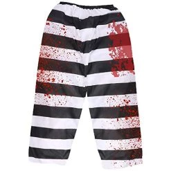 ADULTS ZOMBIE COSTUME - HALLOWEEN PRISONER FANCY DRESS OUTFIT - UNISEX BLACK & WHITE PRINTED TOP + TROUSERS, BLACK, WHITE AND GREY FACEPAINT & FAKE BLOOD -I Love Fancy Dress Ltd Shop 5100vhb5eNL