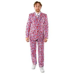 Adults Union Jack Suit - Union Jack Suit Jacket And Trousers - King's Coronation, VE Day, Jubilee, Britain Fancy Dress Costume