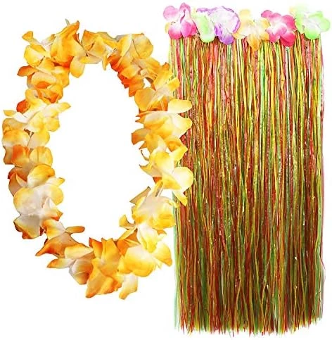 HAWAIIAN SKIRT + COLOURED LEI 2 PIECE FANCY DRESS ACCESSORY SET 80 CM SKIRT HAWAII HULA LUAU COSTUME BEACH PARTY OUTFIT (MULTI-COLOURED) 3 HAWAIIAN SKIRT + COLOURED LEI 2 PIECE FANCY DRESS ACCESSORY SET 80 CM SKIRT HAWAII HULA LUAU COSTUME BEACH PARTY OUTFIT (MULTI-COLOURED) - Image 3