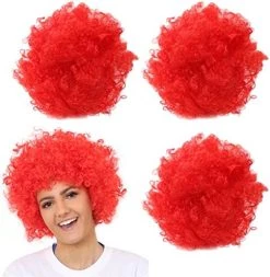 Adults Afro Wig - Pack Of 1 - Red Curly Afro Wig - St Georges Day Sports Supporters Football Rugby Charity Events Fancy Dress Costume Accessory -I Love Fancy Dress Ltd Shop 513ApPwodVL. AC