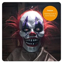 I LOVE FANCY DRESS LTD Animatronic Large Creepy Clown 160cm 63" Halloween Decoration - Red Light Up Eyes & Sound Effects - Moving Arms - Halloween Props - Pack Of 2 -I Love Fancy Dress Ltd Shop 513YBSwwjL