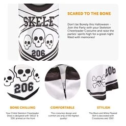 Girls Halloween Skeleton Cheerleader - Black/White Cheerleader Dress With Red Pom Poms, Bloody Tights, Fake Blood And Facepaint -I Love Fancy Dress Ltd Shop 514R8Vf X2L