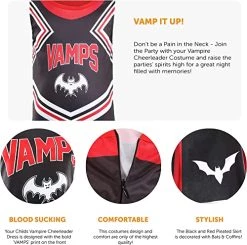 Girls Halloween Vampire Cheerleader - Black Cheerleader Dress With Red Pom Poms, Fake Blood And Facepaint -I Love Fancy Dress Ltd Shop 516bgd3 eRL