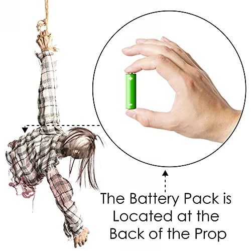 I LOVE FANCY DRESS Hanging Zombie Halloween Prop Animated Decoration - Red Light Up Eyes & Sound Effects - Hanging Zombie Prop With Motorised Arms - Halloween Props - Pack Of 1 6 I LOVE FANCY DRESS Hanging Zombie Halloween Prop Animated Decoration - Red Light Up Eyes & Sound Effects - Hanging Zombie Prop With Motorised Arms - Halloween Props - Pack Of 1 - Image 6