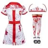 LADIES ZOMBIE NURSE HALLOWEEN FANCY DRESS COSTUME - NURSE DRESS WITH HAT + BLOODY STOCKINGS - BLOODY HALLOWEEN FANCY DRESS COSTUME