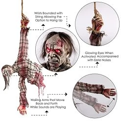 I LOVE FANCY DRESS Hanging Zombie Halloween Prop Animated Decoration - Red Light Up Eyes & Sound Effects - Hanging Zombie Prop With Motorised Arms - Halloween Props - Pack Of 1 11 I LOVE FANCY DRESS Hanging Zombie Halloween Prop Animated Decoration - Red Light Up Eyes & Sound Effects - Hanging Zombie Prop With Motorised Arms - Halloween Props - Pack Of 1 -I Love Fancy Dress Ltd Shop 5194RNf317L
