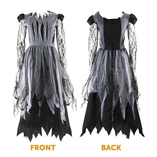 Ladies Ghost Bride Halloween Fancy Dress - Large - Black Corpse Bride Wedding Dress - Perfect For Halloween Or Any Fancy Dress Party 5 Ladies Ghost Bride Halloween Fancy Dress - Large - Black Corpse Bride Wedding Dress - Perfect For Halloween Or Any Fancy Dress Party - Image 5