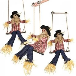 I LOVE FANCY DRESS Scarecrow Halloween Prop Animated Decoration On A Swing - Red Light Up Eyes & Sound Effects - Wailing And Laughing Scarecrow Prop With Motorised Legs - Halloween Props - Pack Of 1 -I Love Fancy Dress Ltd Shop 51BXF6ZbLcL. AC