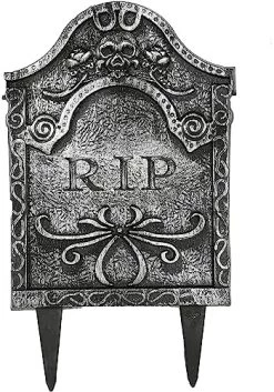 I LOVE FANCY DRESS TOMBSTONE SIGN PROP - PACK OF 2 - GREY PLASTIC HEADSTONE WITH RIP TEXT - SPOOKY HALLOWEEN PARTY DECORATION -I Love Fancy Dress Ltd Shop 51Br3sFAjuL. AC