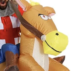 ST GEORGES KNIGHT COSTUME + INFLATABLE HORSE WITH ATTACHED LEGS PERFECT FOR ENGLISH FLAG FOOTBALL FANS EURO STAG NIGHT ST GEORGES DAY ENGLAND FLAG FUNNY PICK ME UP ACCESSORY (LARGE) -I Love Fancy Dress Ltd Shop 51CR F3goqL