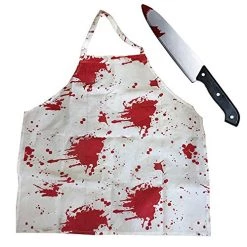 ILOVEFANCYDRESS ADULTS BLOODY APRON + BLOODY KNIFE PERFECT FOR HALLOWEEN COSTUME ACCESSORIES ZOMBIE KILLER CHEF BUTCHER MOVIE COSTUMES -AVAILABLE IN ONE SIZE