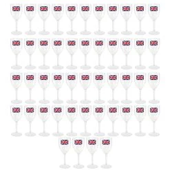 I LOVE FANCY DRESS Union Jack Wine Glasses - Pack Of 48 Plastic Wine Glassess With Union Jack Flag Design - King's Coronation Jubilee Street Party Picnic Tableware