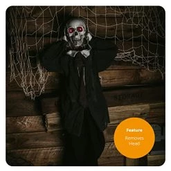 I LOVE FANCY DRESS LTD Animatronic Skeleton 110cm 43" Halloween Decoration - Red Light Up Eyes & Sound Effects - Removes Head - Halloween Props - Pack Of 1 -I Love Fancy Dress Ltd Shop 51GEXmevAKL