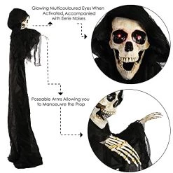 I LOVE FANCY DRESS Animatronic Grim Reaper 75cm 96" Halloween Decoration - Red Light Up Eyes & Sound Effects - Poseable Arms - Halloween Props - Pack Of 1 12 I LOVE FANCY DRESS Animatronic Grim Reaper 75cm 96" Halloween Decoration - Red Light Up Eyes & Sound Effects - Poseable Arms - Halloween Props - Pack Of 1 -I Love Fancy Dress Ltd Shop 51H9Ri 1pvL