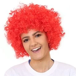 Adults Afro Wig - Pack Of 1 - Red Curly Afro Wig - St Georges Day Sports Supporters Football Rugby Charity Events Fancy Dress Costume Accessory -I Love Fancy Dress Ltd Shop 51HuMWajIDL