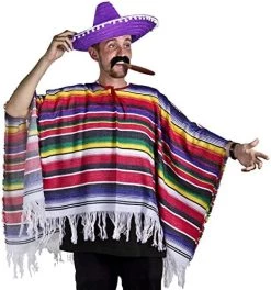 MEXICAN PONCHO SOMBRERO & TASH WESTERN FANCY DRESS COSTUME MENS LADIES ONE SIZE S-XL -I Love Fancy Dress Ltd Shop 51Ia6k7yc7L. AC
