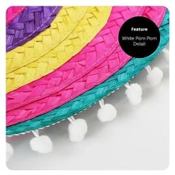 I LOVE FANCY DRESS Adults Multicoloured Mexican Sombreros - Green/Yellow/Pink Striped Straw Hat With Pom Pom Trimming For Mens And Women 8 I LOVE FANCY DRESS Adults Multicoloured Mexican Sombreros - Green/Yellow/Pink Striped Straw Hat With Pom Pom Trimming For Mens And Women -I Love Fancy Dress Ltd Shop 51JAgzeNxCL