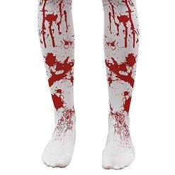 CHILDS SCARY CLOWN DELUXE HALLOWEEN COSTUME - BLACK & WHITE DRESS + MINI BOWLER HAT ON HEADBAND WITH FLOWER + BLOOD-STAINED TIGHTS + BLACK, WHITE & RED FACEPAINT (SIZE: SMALL) -I Love Fancy Dress Ltd Shop 51JDcaSPRVL