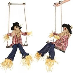 I LOVE FANCY DRESS Scarecrow Halloween Prop Animated Decoration On A Swing - Red Light Up Eyes & Sound Effects - Wailing And Laughing Scarecrow Prop With Motorised Legs - Halloween Props - Pack Of 1 -I Love Fancy Dress Ltd Shop 51K Tlp2TyL. AC