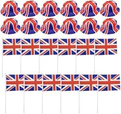 I LOVE FANCY DRESS LTD ADULTS UNION JACK ACCESSORIES - 12X BOWLER HAT + 10X UNION JACK HAND WAVING FLAGS - PLASTIC UNION JACK BOWLER HAT AND FABRIC BRITISH HAND WAVING FLAG -I Love Fancy Dress Ltd Shop 51KKfHOTtyL. AC