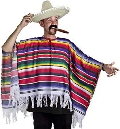 MEXICAN PONCHO SOMBRERO & TASH WESTERN FANCY DRESS COSTUME MENS LADIES ONE SIZE S-XL -I Love Fancy Dress Ltd Shop 51KfNQ1YzJL. AC