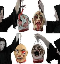 HALLOWEEN PARTY DECORATION - PACK OF 4 LIFE SIZE HALLOWEEN HANGING SEVERED HEAD FANCY DRESS COSTUME PROPS - PERFECT FOR HALLOWEEN PARTY DECORATION MADE FROM LATEX