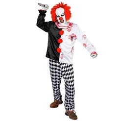 Adults Halloween Scary Clown Costume - Mens Clown Costume - Horror Fancy Dress For Halloween