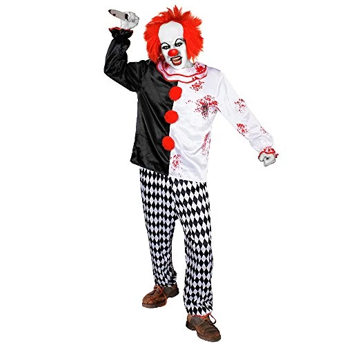 Adults Halloween Scary Clown Costume - Mens Clown Costume - Horror Fancy Dress For Halloween 1 Adults Halloween Scary Clown Costume - Mens Clown Costume - Horror Fancy Dress For Halloween