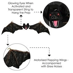 I LOVE FANCY DRESS Bat Halloween Prop Animated Decoration With Flapping Wings - Red Light Up Eyes & Sound Effects - Screeching Bat With Motorised Wings And Head - Halloween Props - Pack Of 1 -I Love Fancy Dress Ltd Shop 51Mt27QrlbL