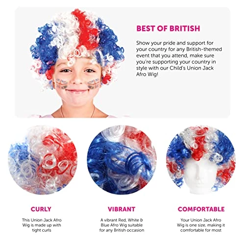 Girls Union Jack Afro Wig - Pack Of 6 - Curly Union Jack Afro Wig - VE Day, Queen's Jubilee, British Events 2 Girls Union Jack Afro Wig - Pack Of 6 - Curly Union Jack Afro Wig - VE Day, Queen's Jubilee, British Events - Image 2