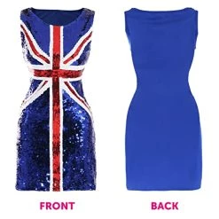 Ladies Sequin Union Jack Dress - Small - Red, White And Blue Union Jack Flag Sequin Dress - King's Coronation, 90s Music Icons, Brit Pop, VE Day Fancy Dress -I Love Fancy Dress Ltd Shop 51O7NvKgiYL