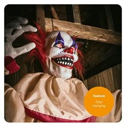 I LOVE FANCY DRESS LTD Animatronic Large Creepy Clown 160cm 63" Halloween Decoration - Red Light Up Eyes & Sound Effects - Moving Arms - Halloween Props - Pack Of 2 -I Love Fancy Dress Ltd Shop 51OL5E4NEIL