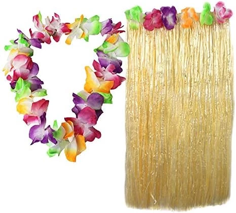 HAWAIIAN SKIRT + COLOURED LEI 2 PIECE FANCY DRESS ACCESSORY SET 80 CM SKIRT HAWAII HULA LUAU COSTUME BEACH PARTY OUTFIT (MULTI-COLOURED) 4 HAWAIIAN SKIRT + COLOURED LEI 2 PIECE FANCY DRESS ACCESSORY SET 80 CM SKIRT HAWAII HULA LUAU COSTUME BEACH PARTY OUTFIT (MULTI-COLOURED) - Image 4