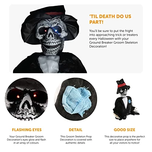 I LOVE FANCY DRESS Groundbreaking Halloween Skeleton Groom - Pack Of 1 - Skeleton Groom Prop With Light-Up Eyes - Spooky Halloween Outdoor Trick Or Treat Decoration 2 I LOVE FANCY DRESS Groundbreaking Halloween Skeleton Groom - Pack Of 1 - Skeleton Groom Prop With Light-Up Eyes - Spooky Halloween Outdoor Trick Or Treat Decoration - Image 2