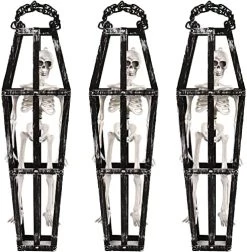 I LOVE FANCY DRESS Hanging Skeleton In Coffin - Full Body Halloween Decoration - 42cm 16 Inch - Creepy - Halloween Props - Pack Of 2 -I Love Fancy Dress Ltd Shop 51Thw3Wdk8L. AC