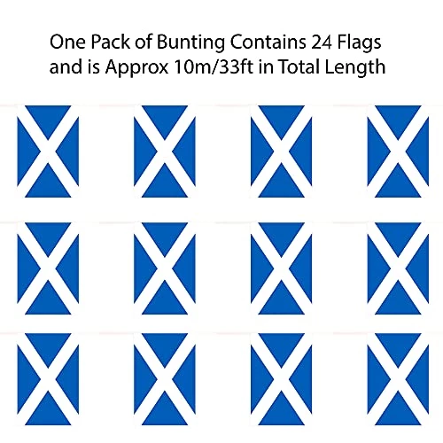 Scotland Flag Bunting - 10m 33ft - 24 Flag - Plastic All Weather Scottish Bunting Decoration For Indoor Outdoor Sporting Events, Street Parties, Festivals And Celebrations 3 Scotland Flag Bunting - 10m 33ft - 24 Flag - Plastic All Weather Scottish Bunting Decoration For Indoor Outdoor Sporting Events, Street Parties, Festivals And Celebrations - Image 3